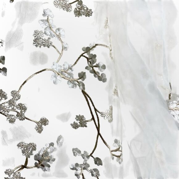 OHVIVI Off-White Applique See Through Tulle Prom Formal Dress Cherry Blossom - Picture 13 of 16